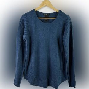 DESIGN HISTORY Blue Oversized Cozy Knit Pullover Sweater (AT47)
